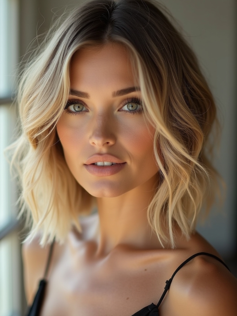 long layered face framing bob