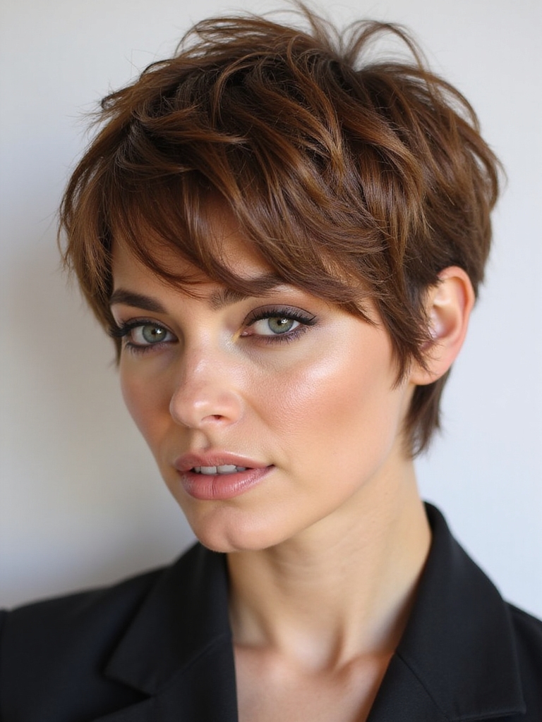 long layered pixie bangs