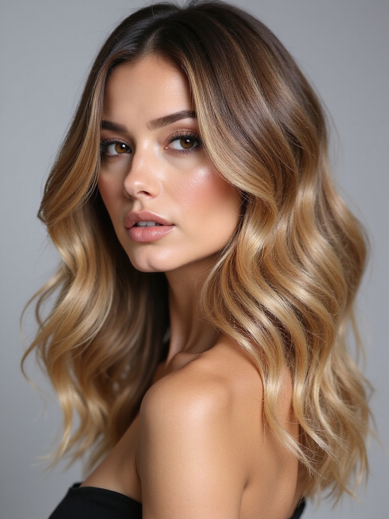 long layered side part bob