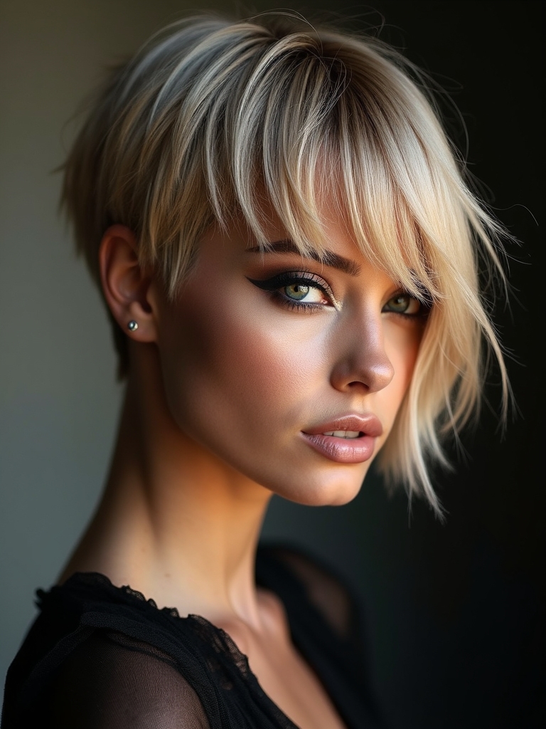 long pixie side swept bangs