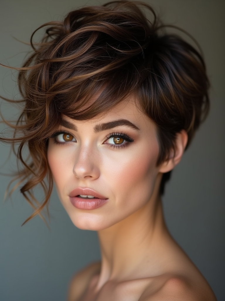 longer layered textured curly pixie