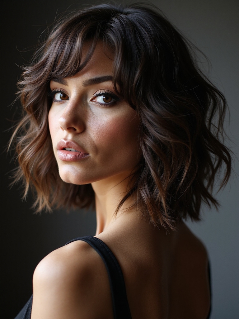 medium shaggy bangs frame