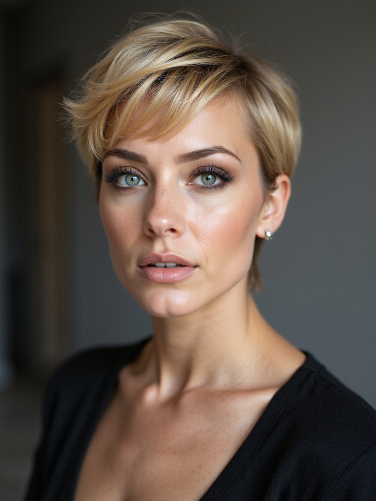 pixie with face framing pieces