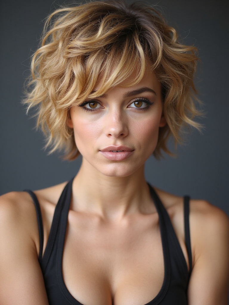 playful short shaggy curls