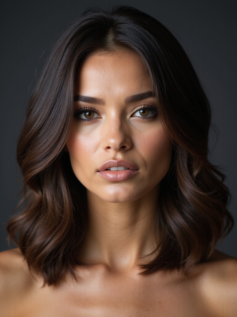 polished medium straight layeredhair