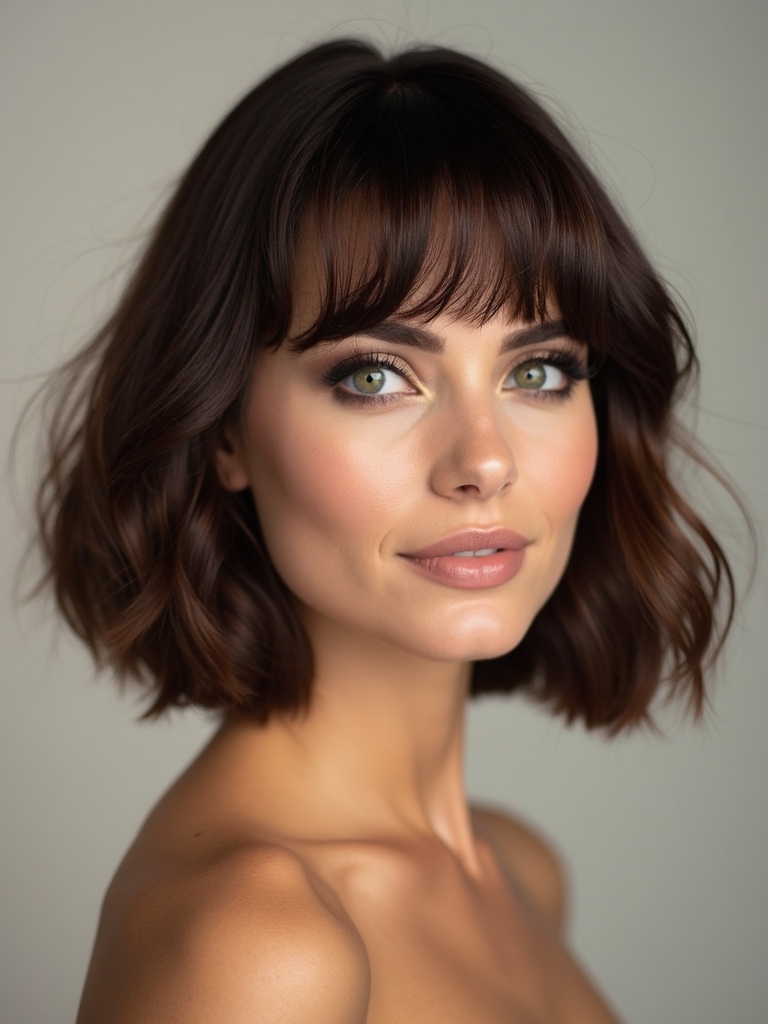 polished rounded bob side part