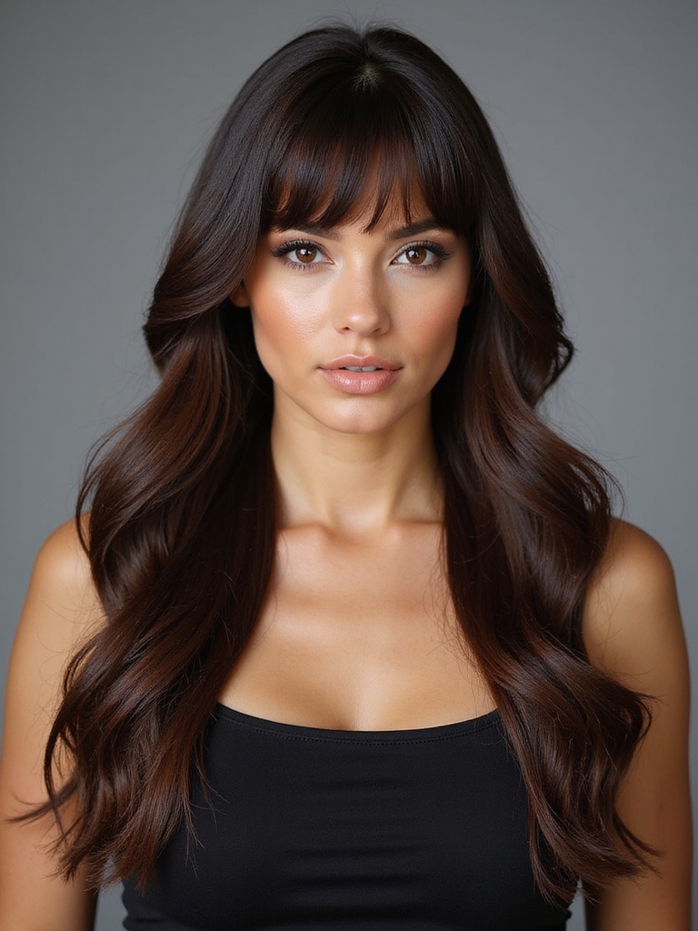 polished sleek long layeredhair