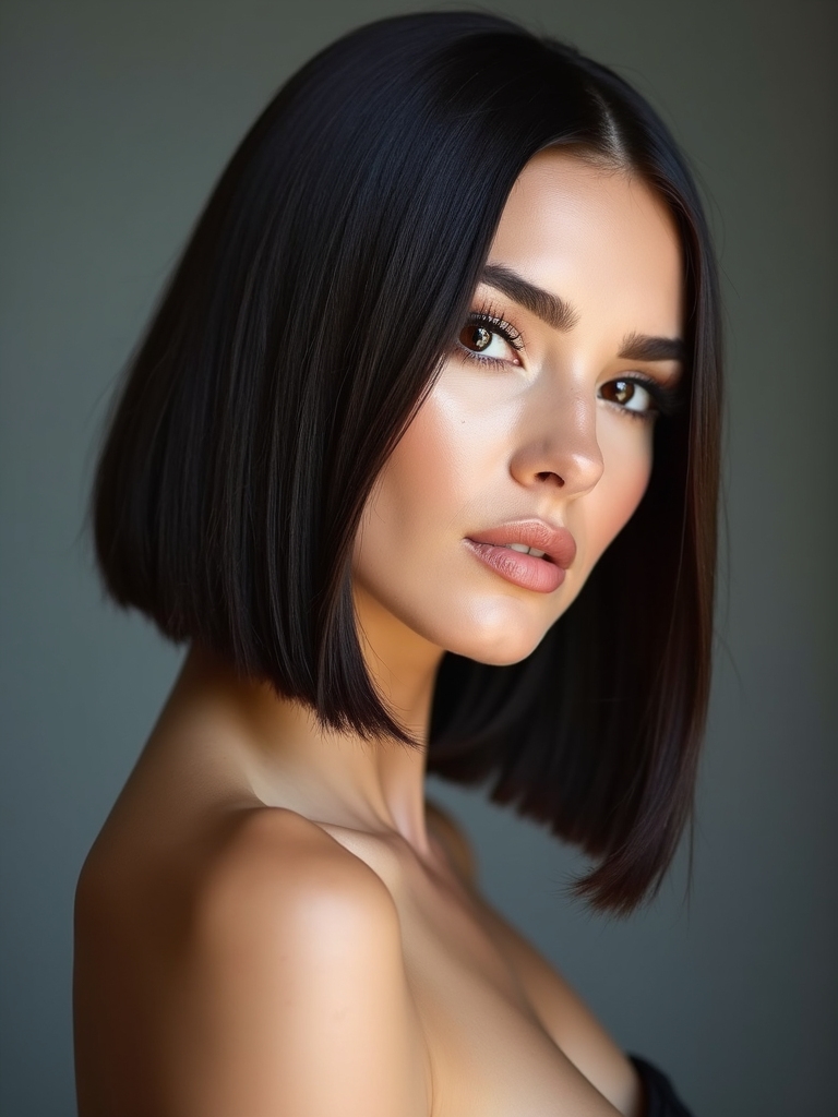 razor sharp geometric blunt bob