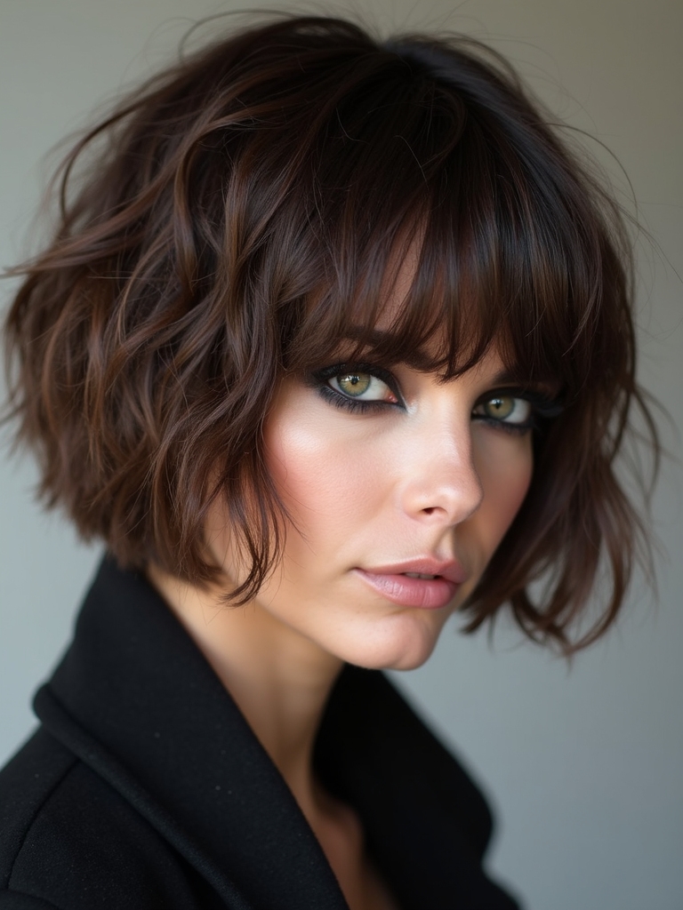 refined layered shag with bangs