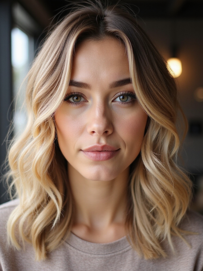 round brushed tousled textured layers