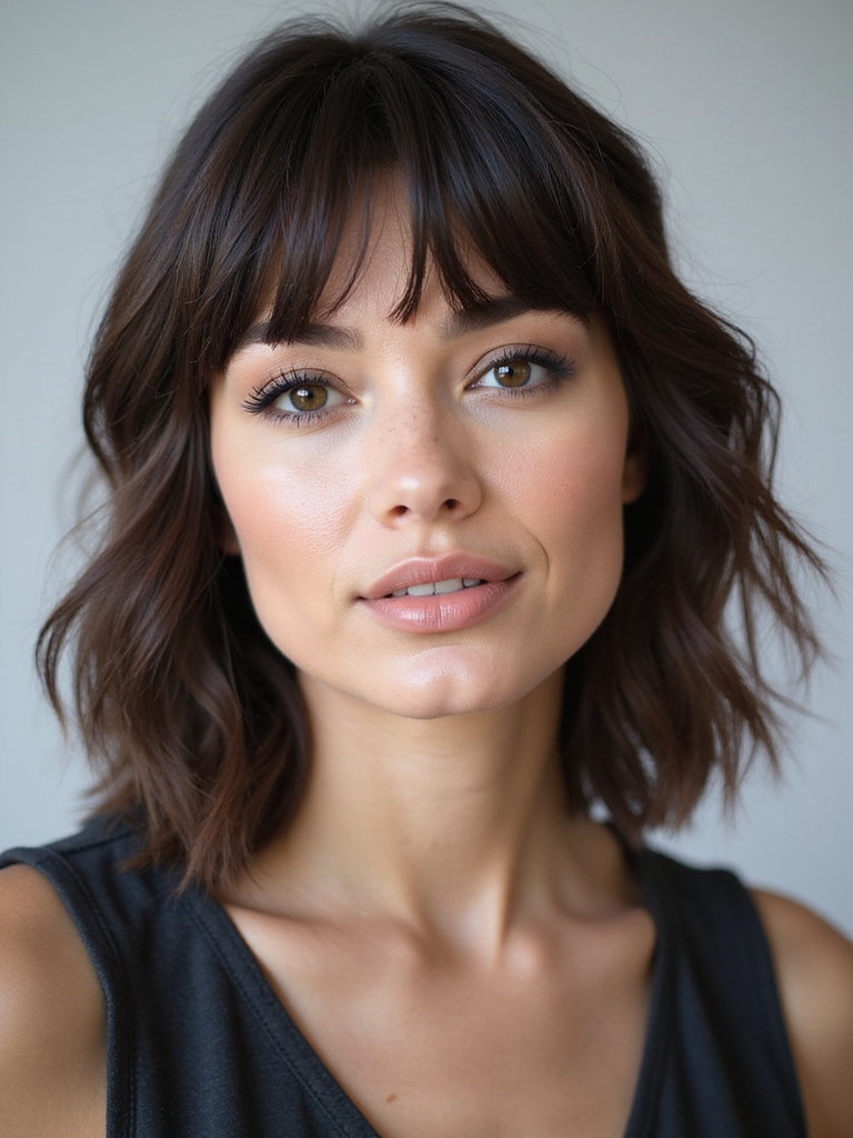 shag haircut with baby bangs