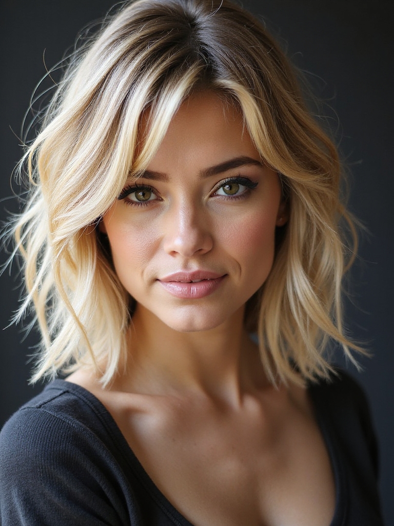 shag haircut with blonde highlights