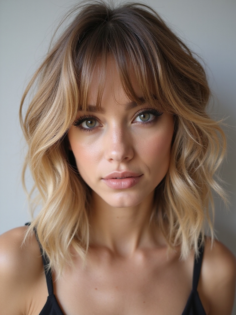 shag haircut with curtain bangs