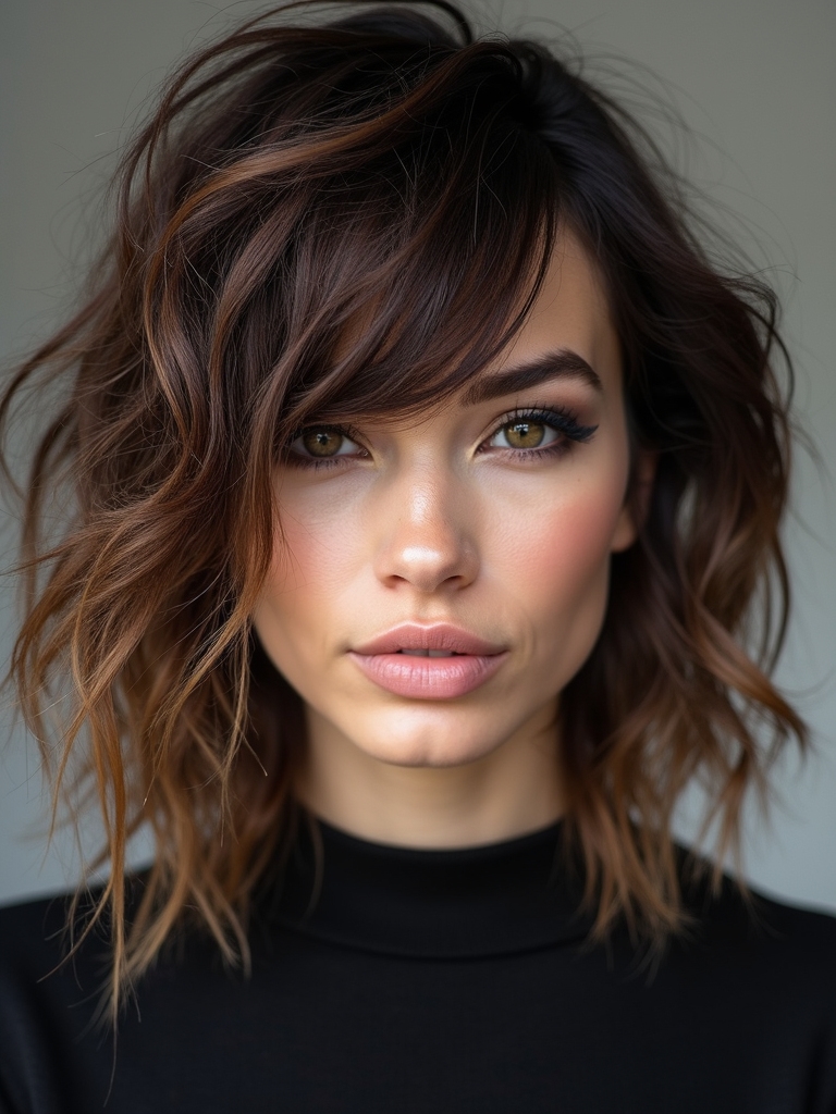 shag haircut with curtain bangs