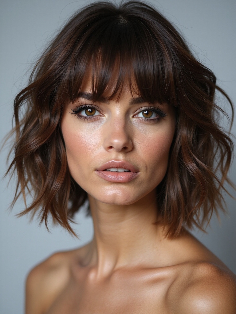shaggy bob with curtain bangs