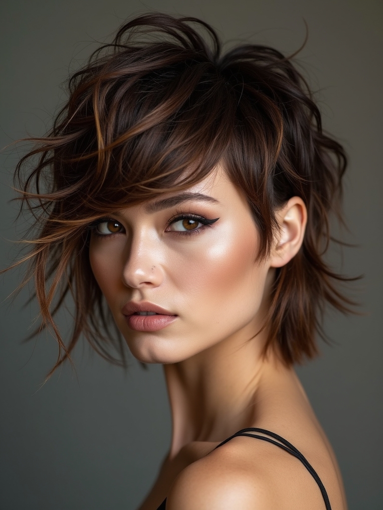 shaggy layered mullet hybrid