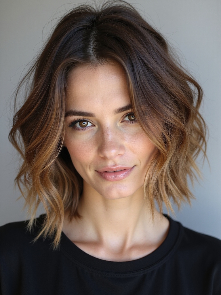 shaggy shoulder length textured bob