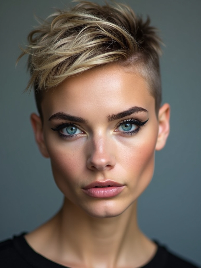 shaved sides bold pixie