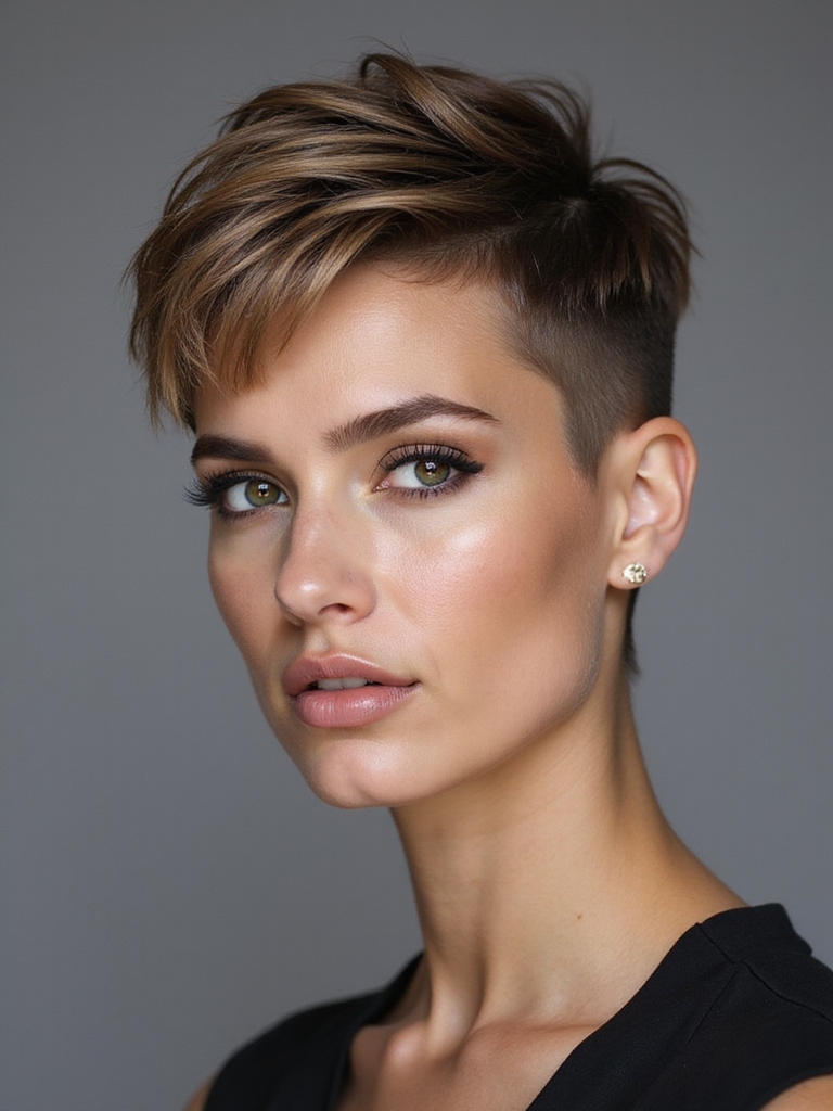shaved sides edgy pixie silhouette