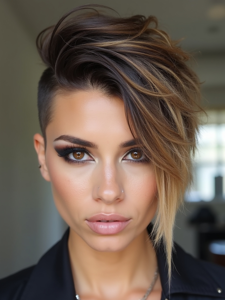 shaved sides layered top
