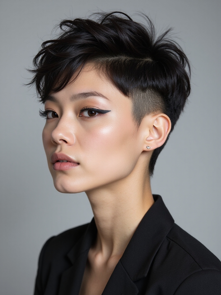 shaved sides textured top