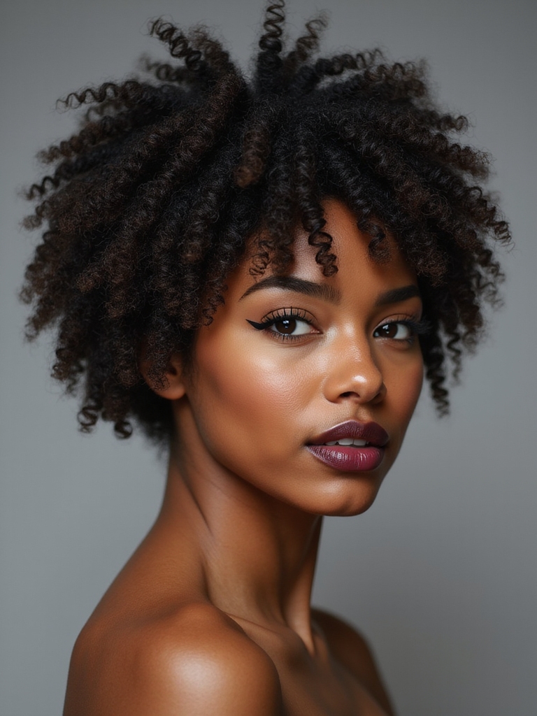 short choppy curls with movement