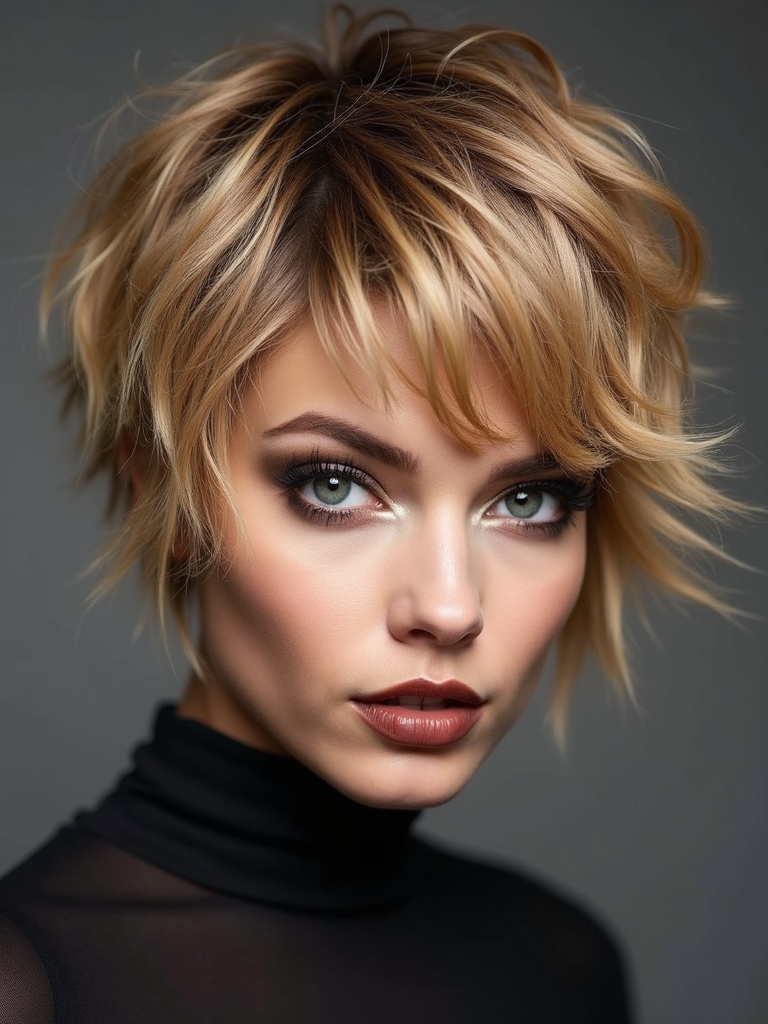 short choppy shag layers