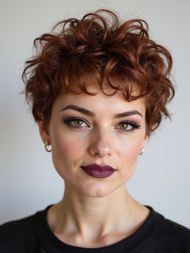 short layered curly pixie