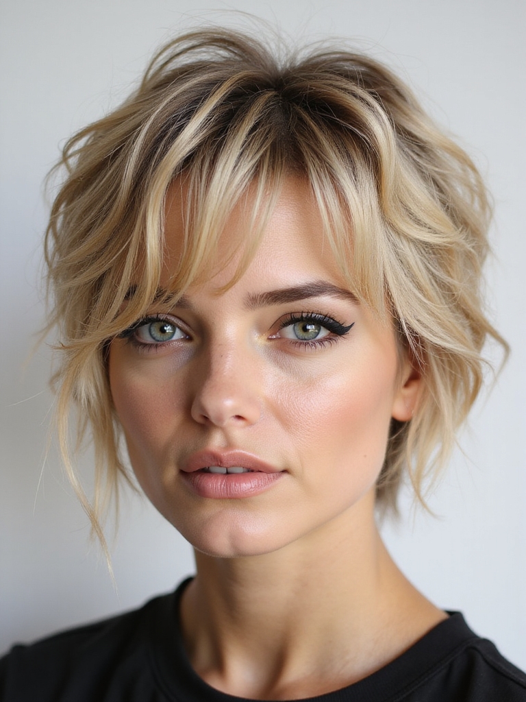 short shaggy textured celebrity styles