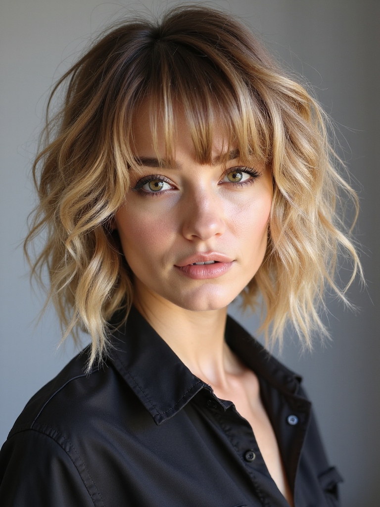 short textured layered shag