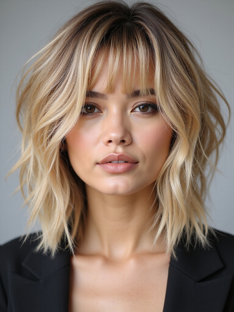 short textured tousled straight layers
