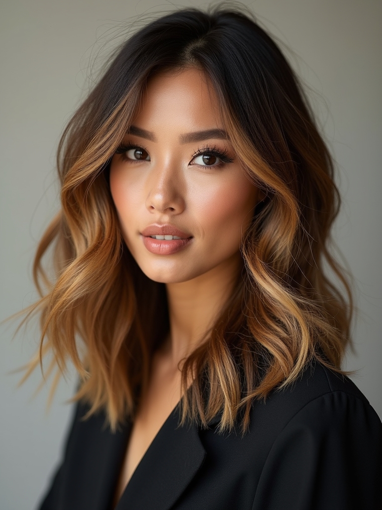 shoulder grazing textured layered haircut