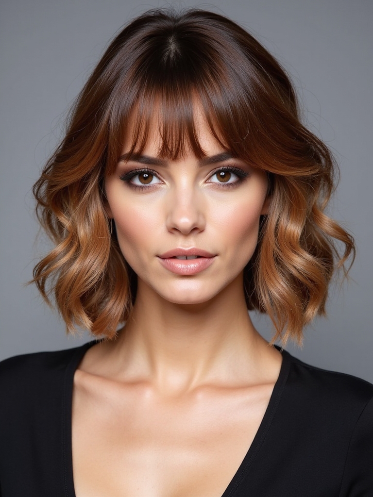shoulder length bob with curtain