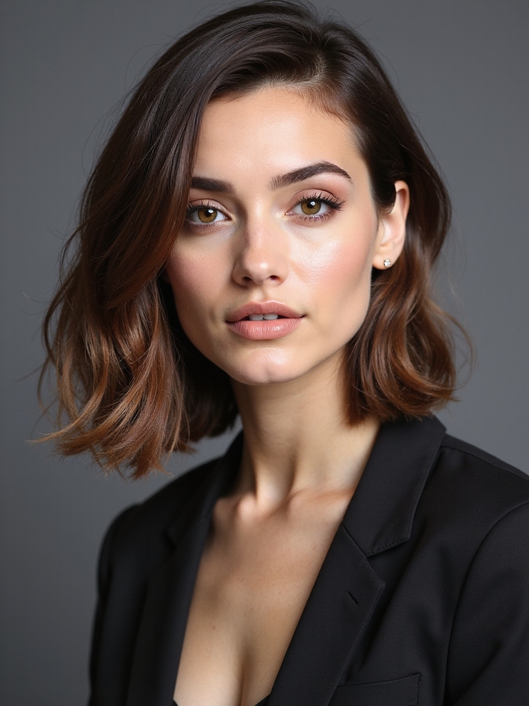 shoulder length middle part bob