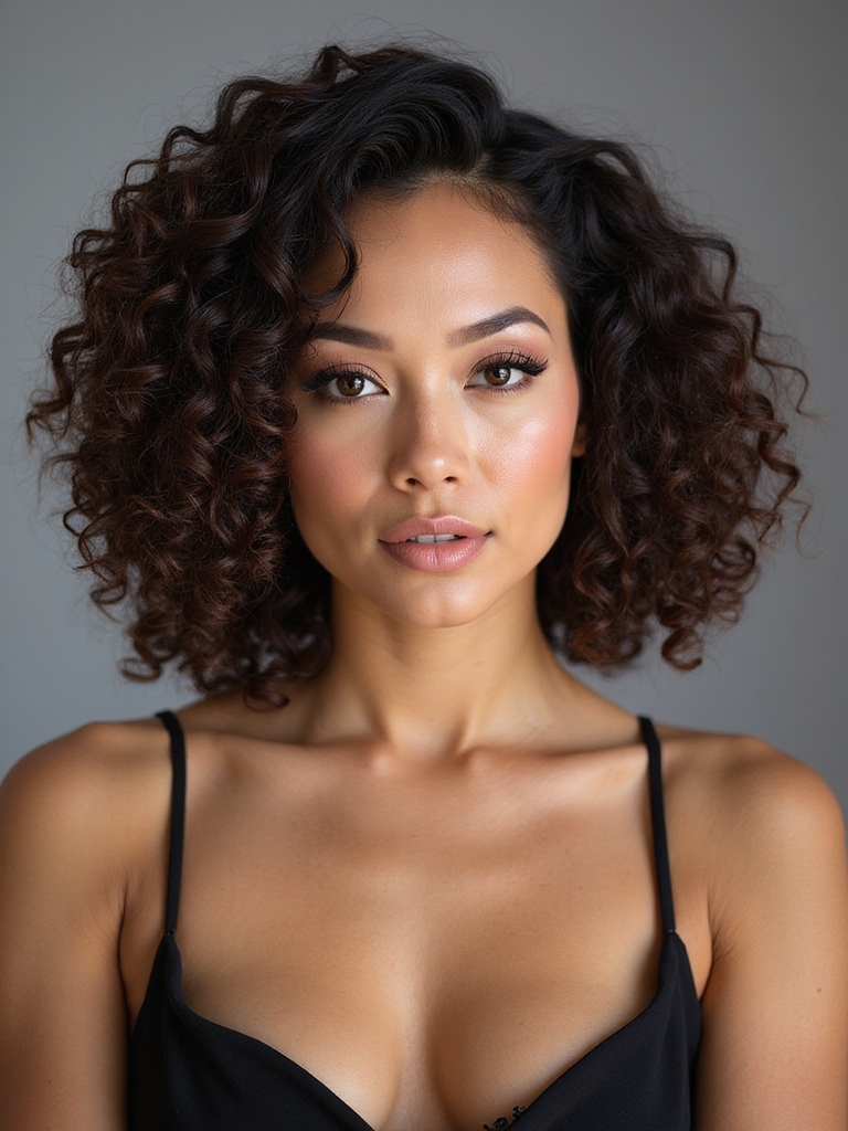 shoulder length voluminous curly bob