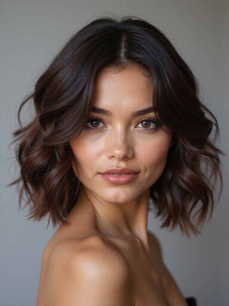 shoulder length wavy bob styling