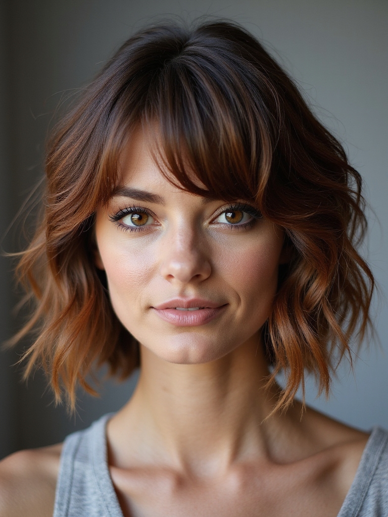side swept layered shag transformation