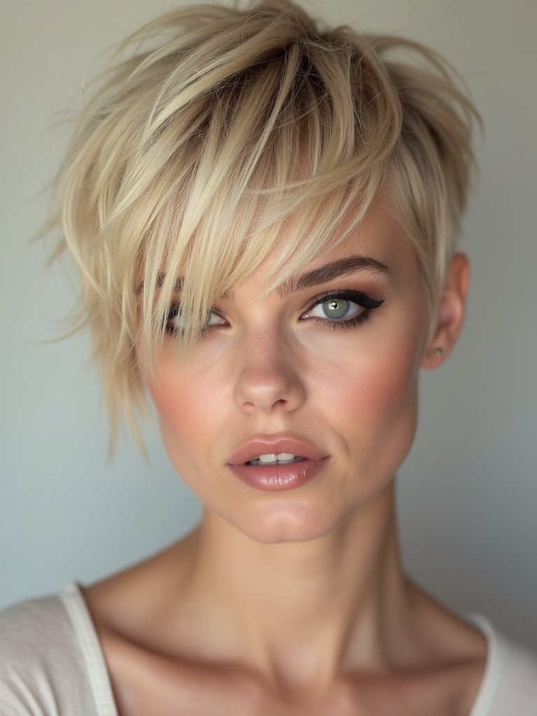 side swept pixie with texture
