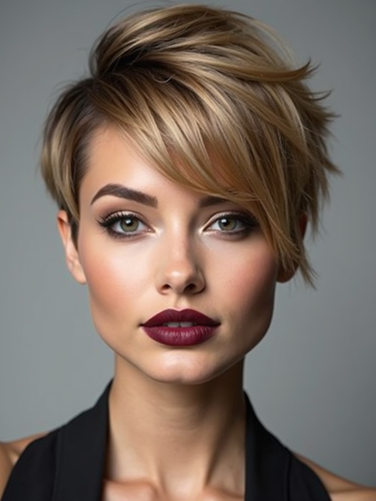 side swept textured modern pixie