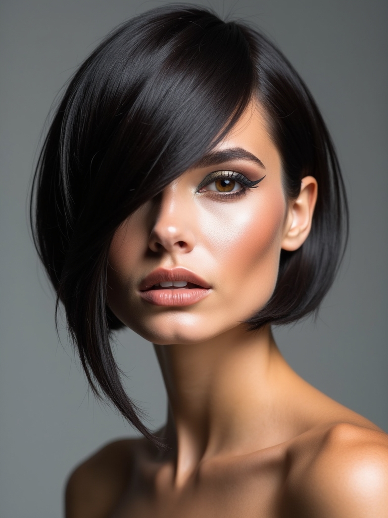 sleek asymmetrical bob styling