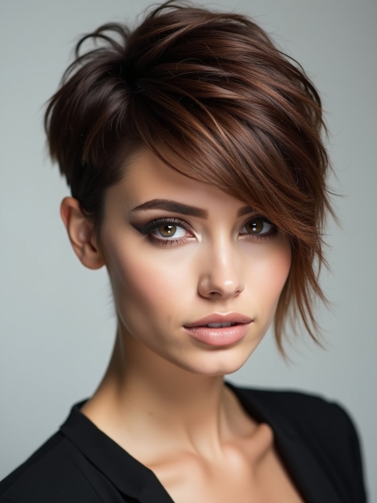 sleek blunt layered straight shag
