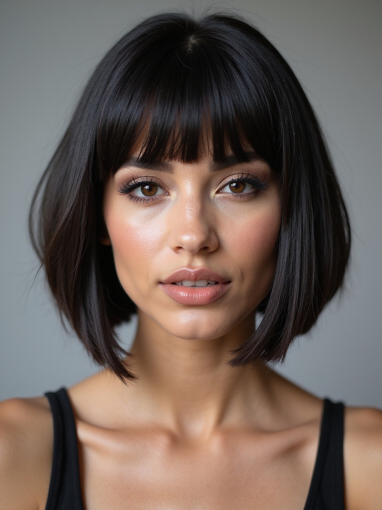 sleek bob with bangs