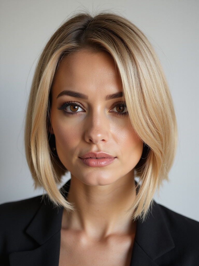 sleek geometric blunt bob