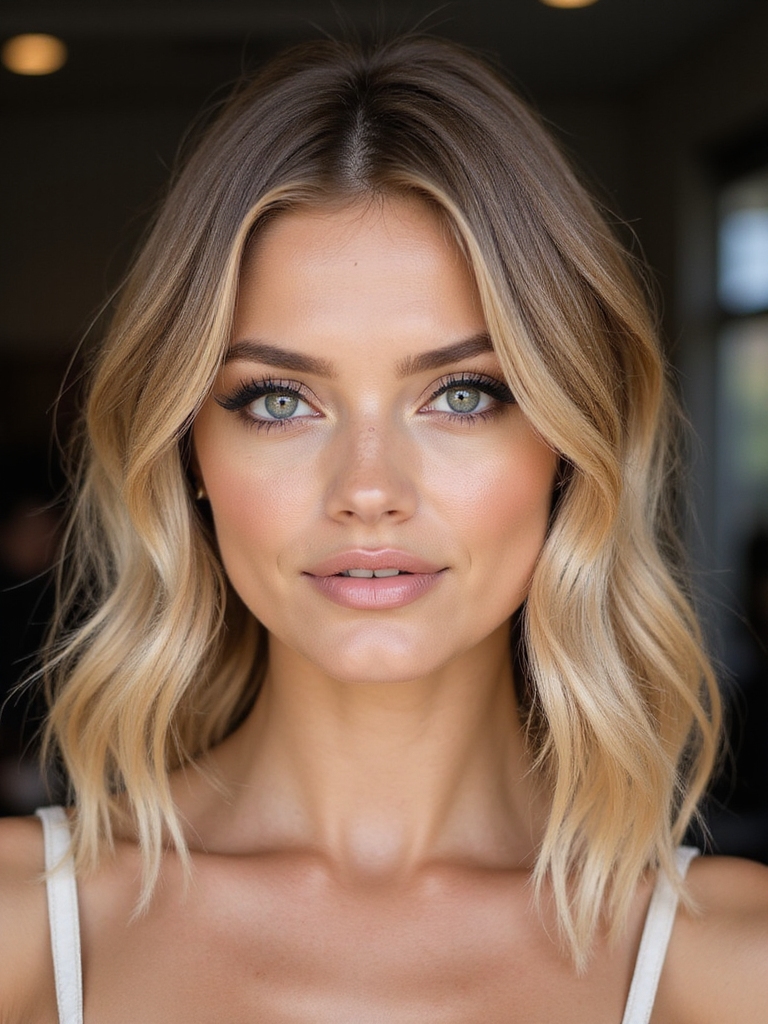 sleek layered hair with flatiron