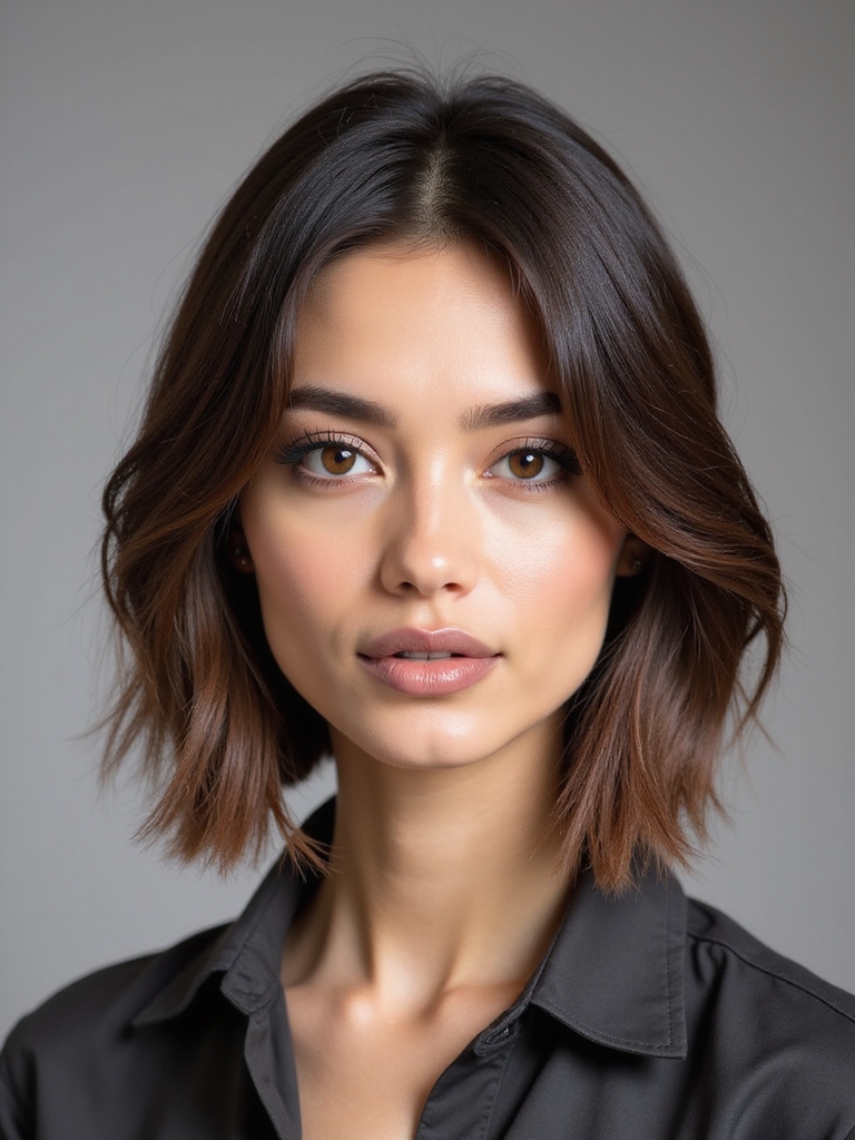 sleek layered lob styling