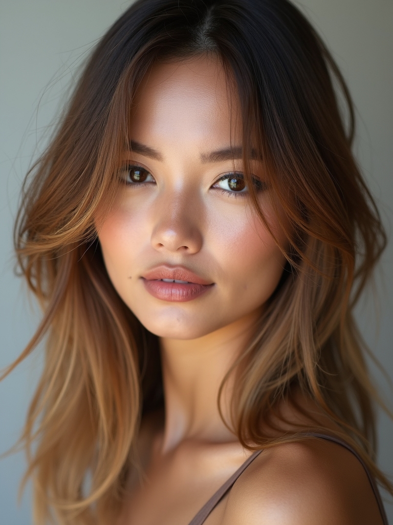 sleek layered straight hair