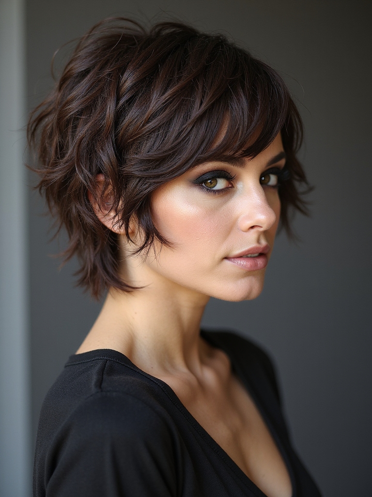 sleek low maintenance short shaggyhair