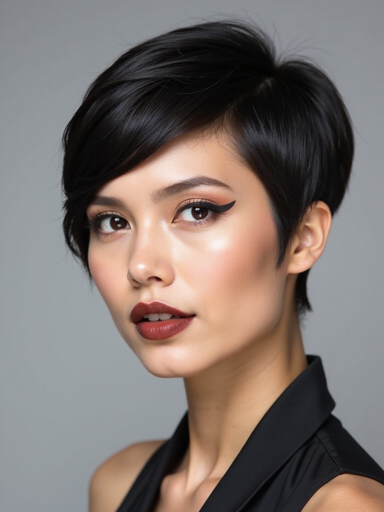 sleek polished close cropped pixie