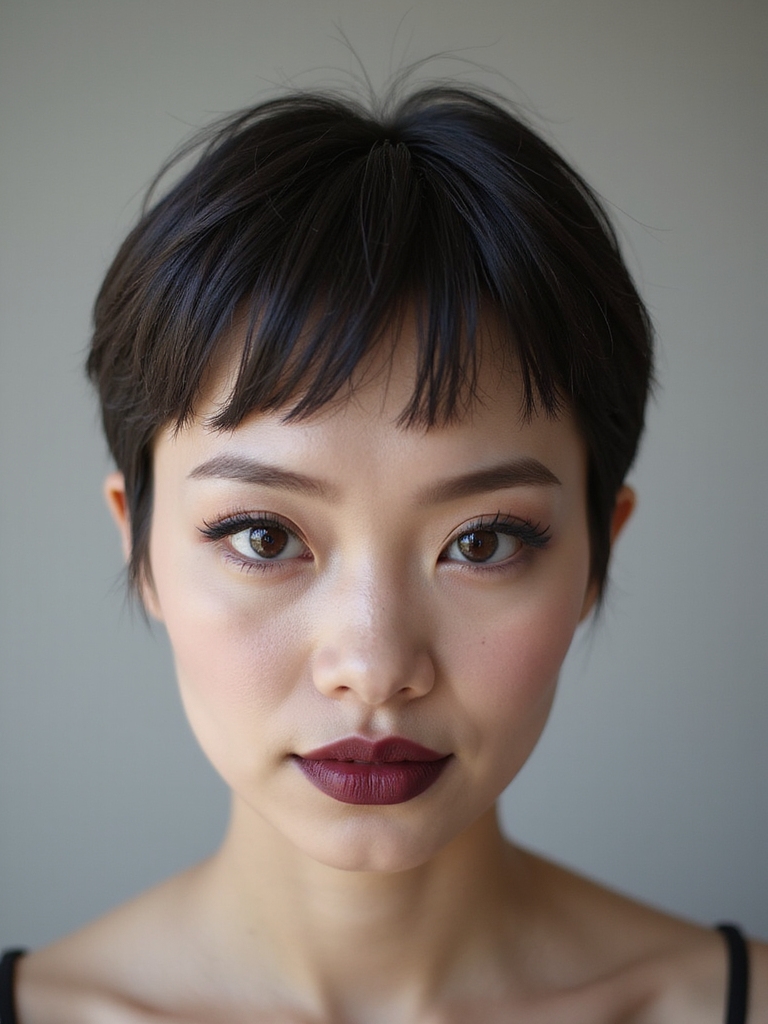 sleek polished pixie with bangs