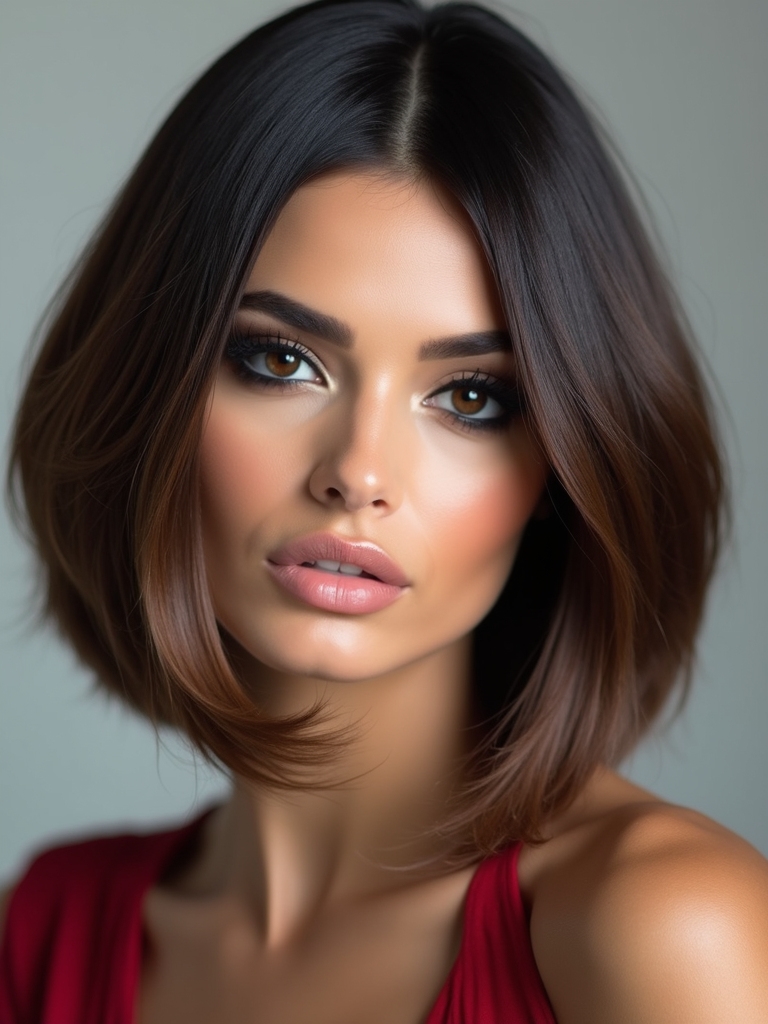 sleek sculpted angled bob